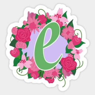 Monogram E, Personalized Floral Initial Sticker